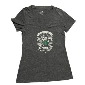 Level Wear Michigan State Spartans Graphic V Neck T Shirt Women's Large Gray